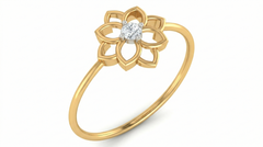 18K Gold & Diamond Solitaire Ring For Women KRA10817
