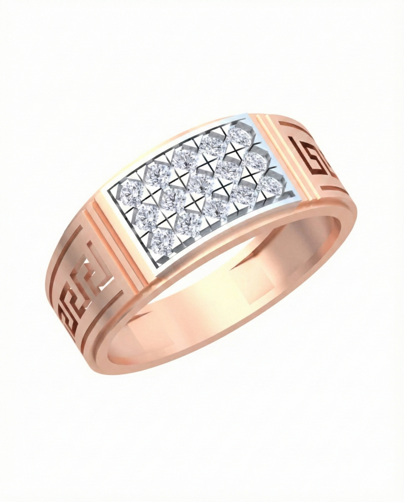 Gold & Diamond Band Ring For Men KRC20219