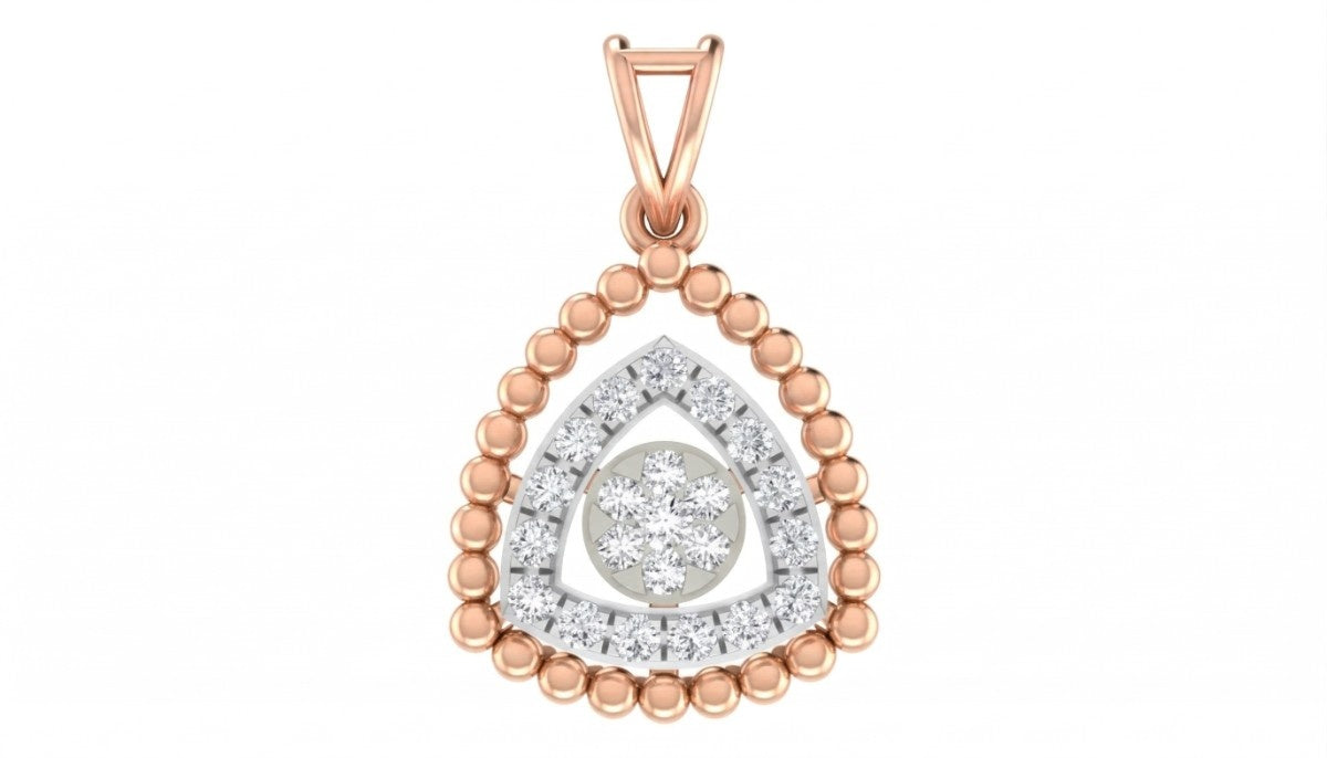 Rose gold and diamond partywear pendant on white background