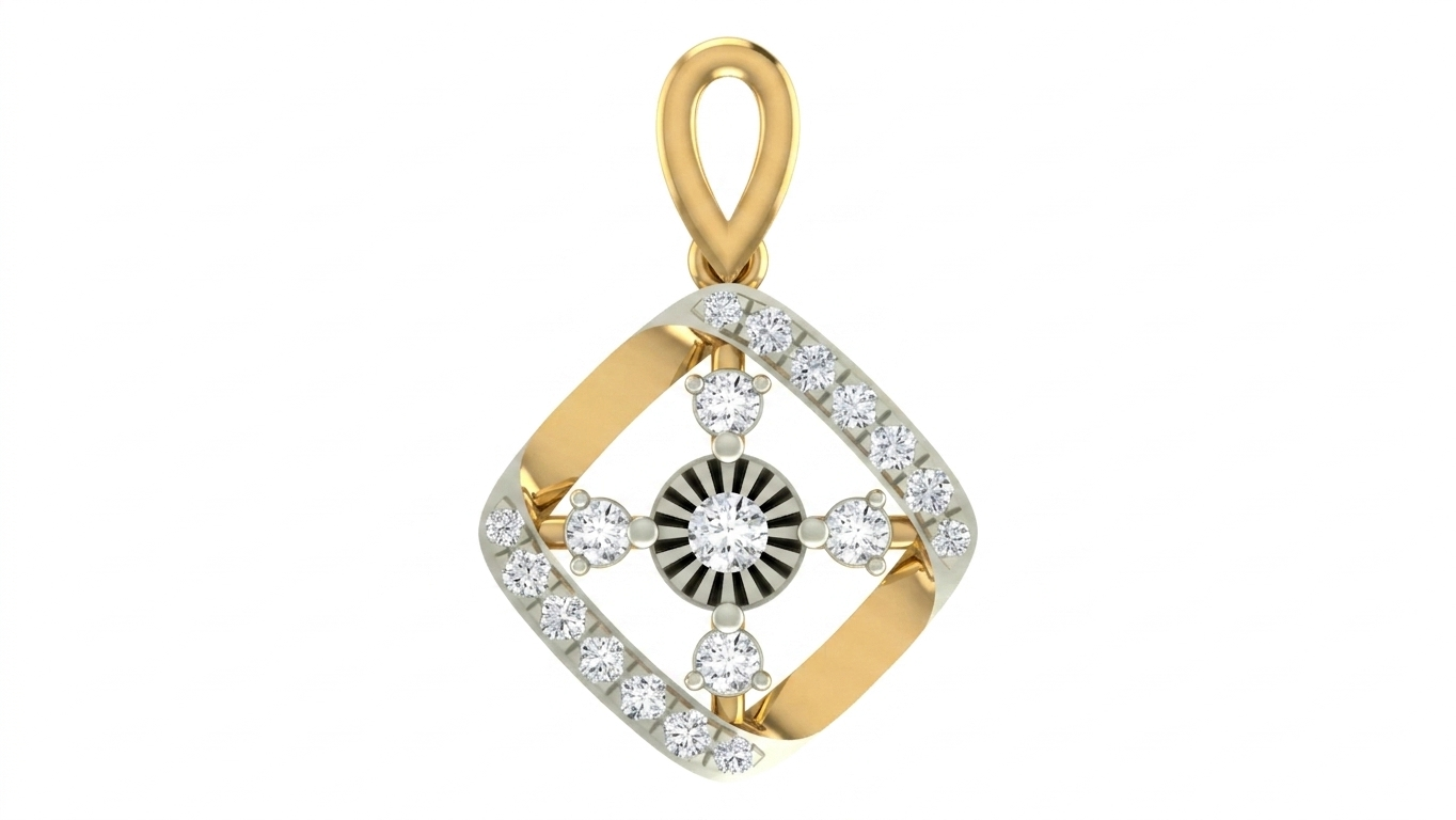 Gold & Diamond Floral PENDANT SET KRC40722