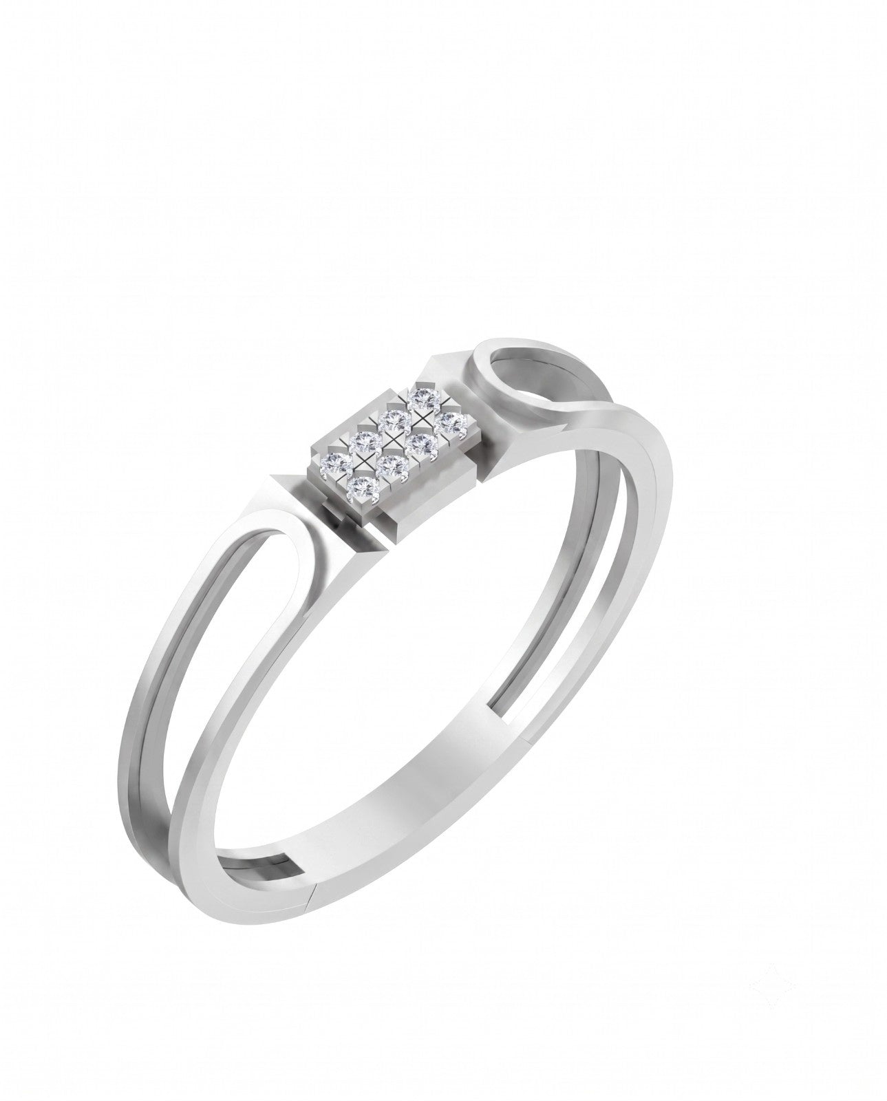 A white gold ring with a diamond cluster setting, shown on a plain white background.