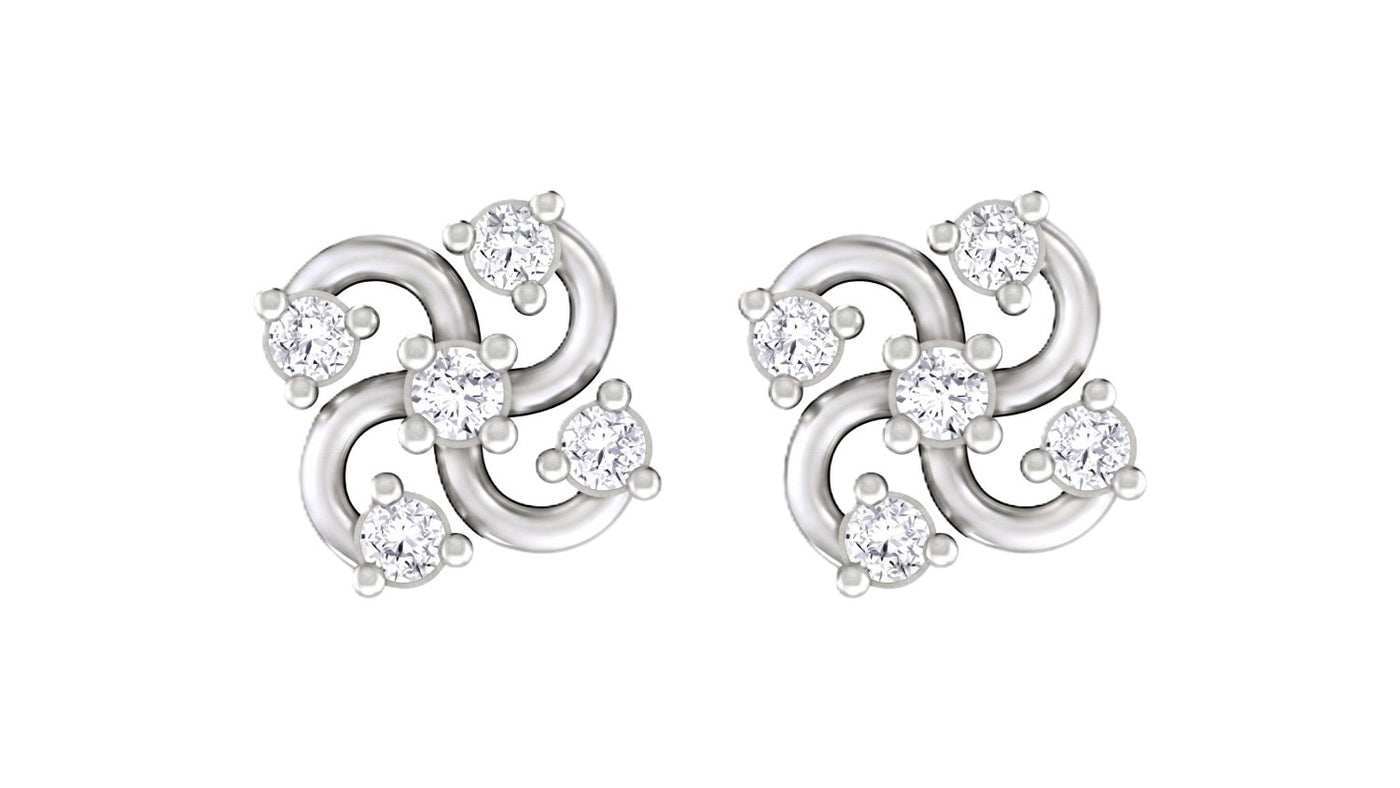 White Gold and Diamond floral stud earring on a white background