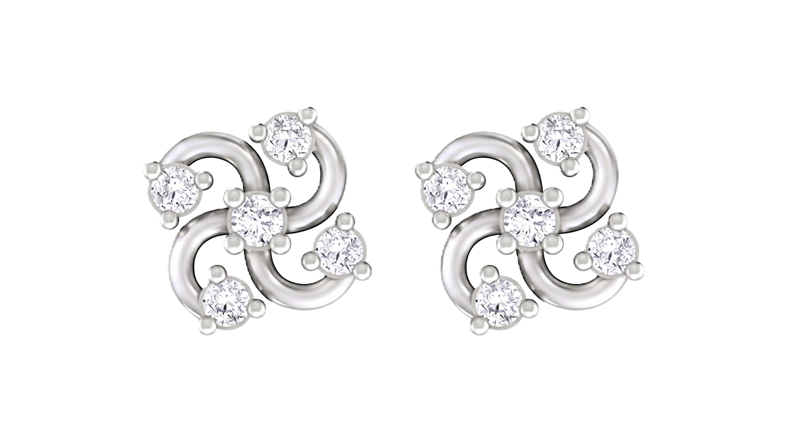 Floral White Gold Diamond Earring | under 30k 