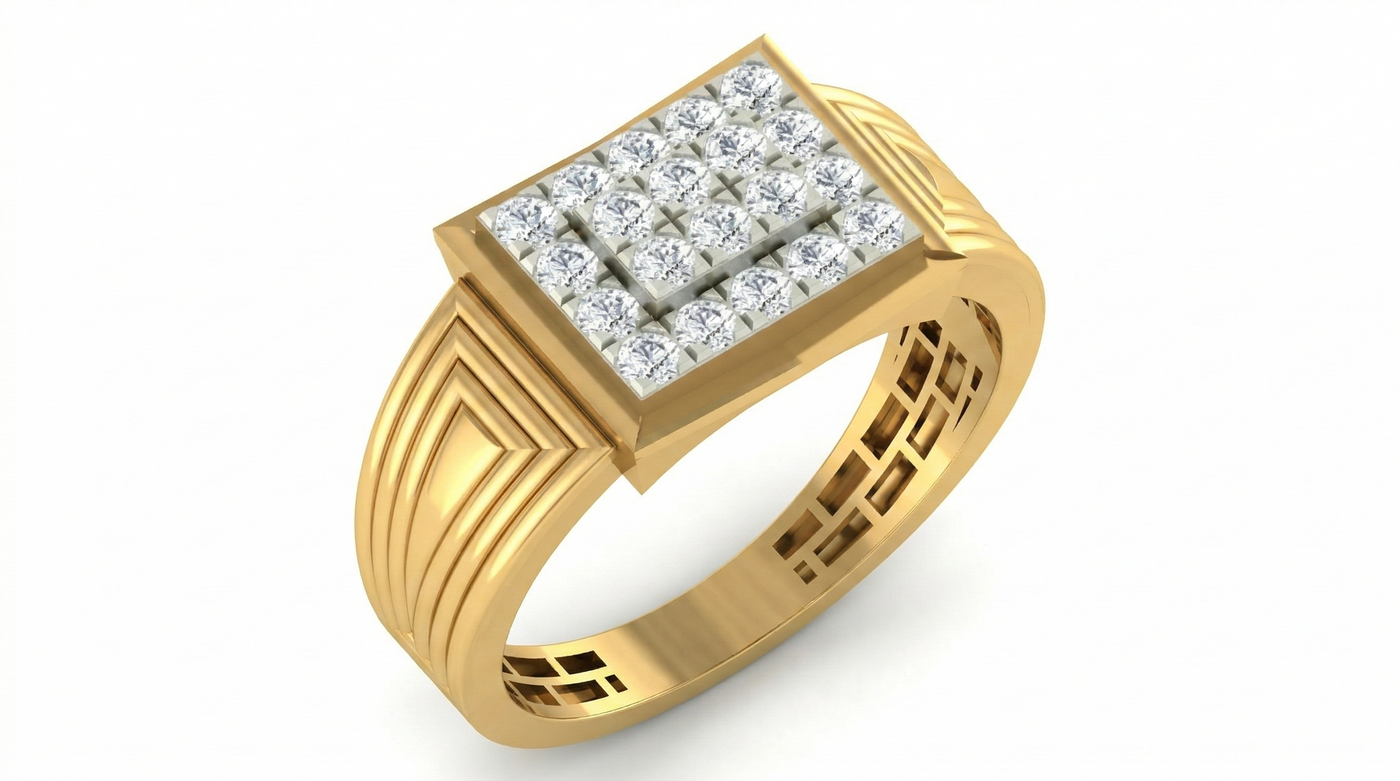 Gold & Diamond Band Ring For Men KRC20143
