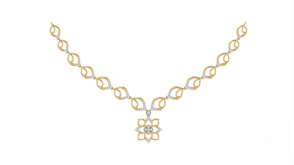Gold & Diamond Floral Necklace Set | KRC60038N | Kesav Diamond