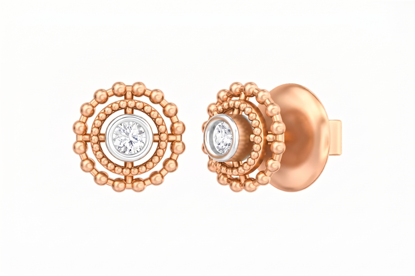 Gold & Diamond Solitaire Women Earring KRC30147