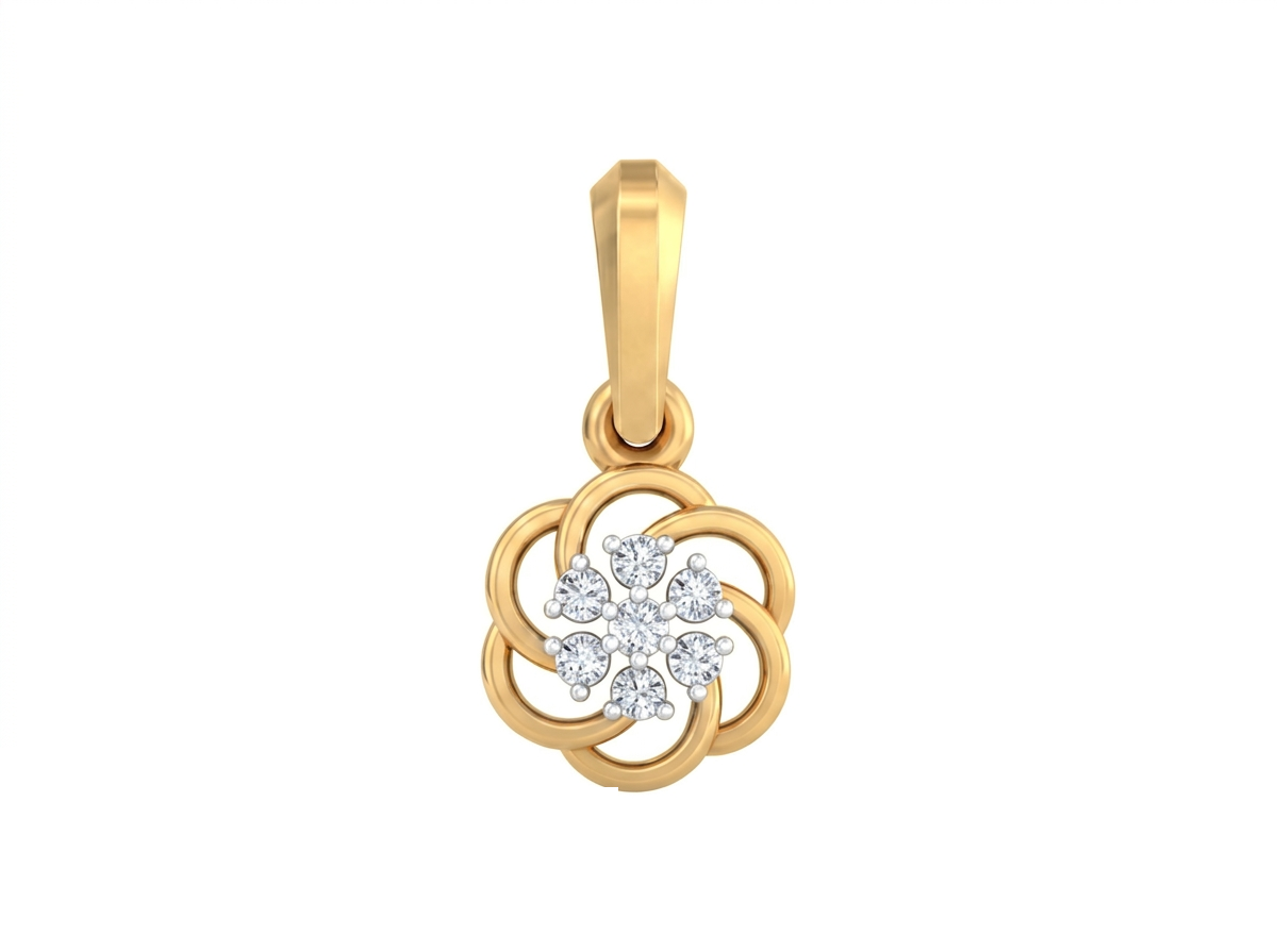 18K Gold & Diamond Floral Pendant KSK114