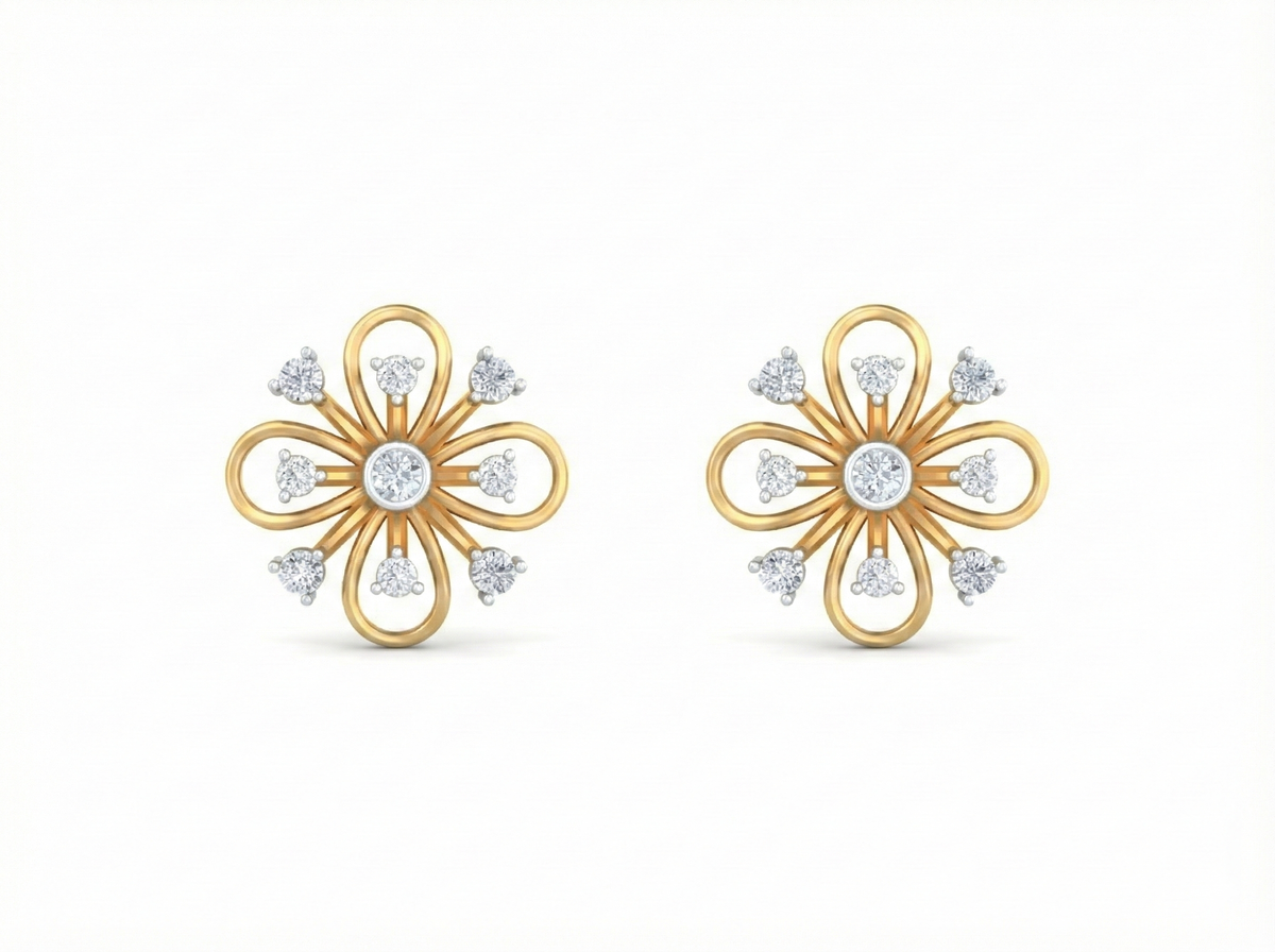 18K Gold & Diamond Women Stud Earring KRK40184E