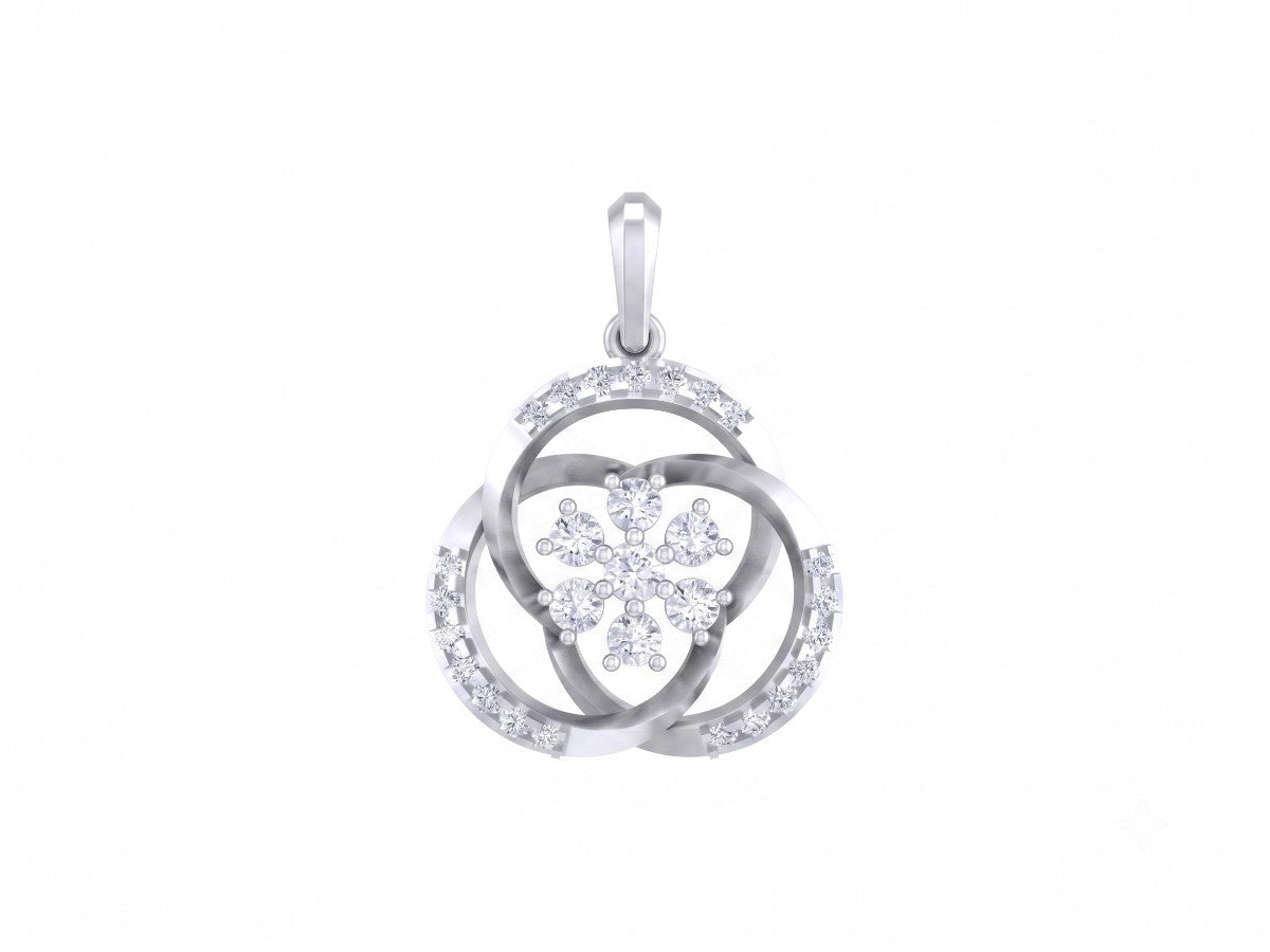 White gold and diamond pendent on white background