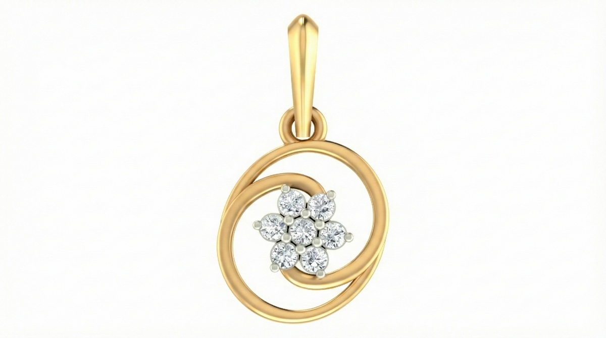 18K Gold & Diamond Floral Pendant Set KRA40167P