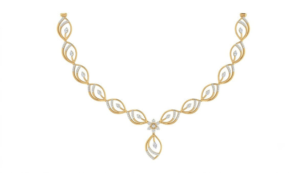 Gold & Diamond Floral Necklace Set KRC60132N