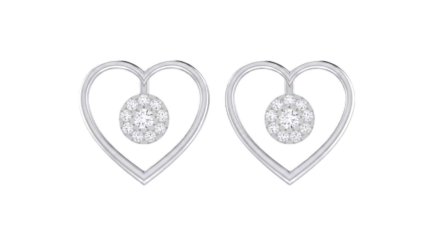 Gold & Diamond Women Heart-Shaped Stud Earring KRC40096E