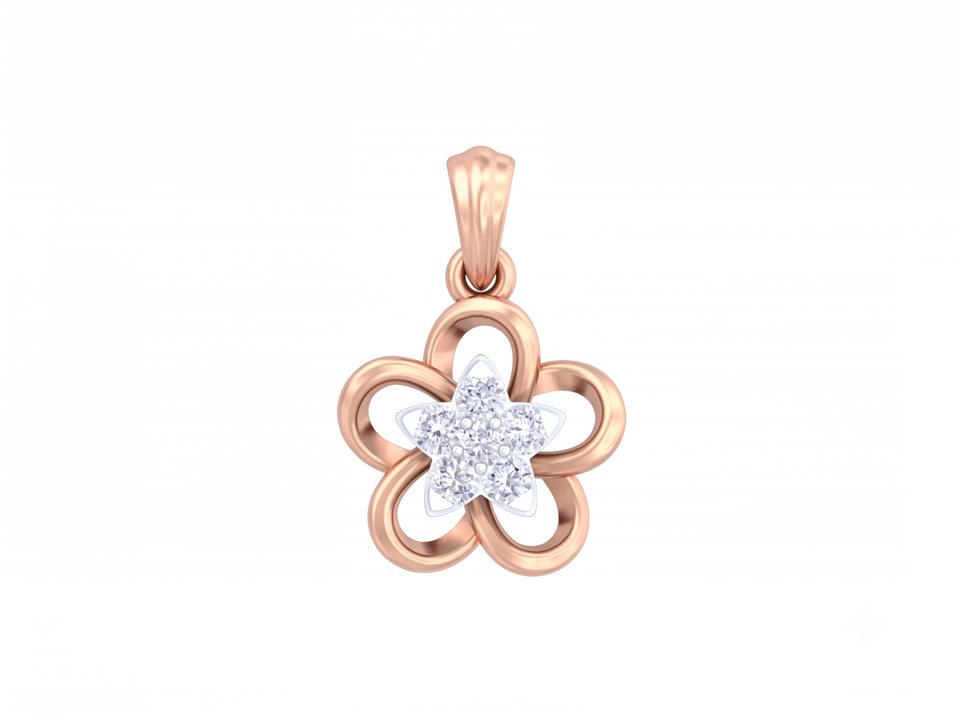 Gold & Diamond Floral Pendant Set KRC40613