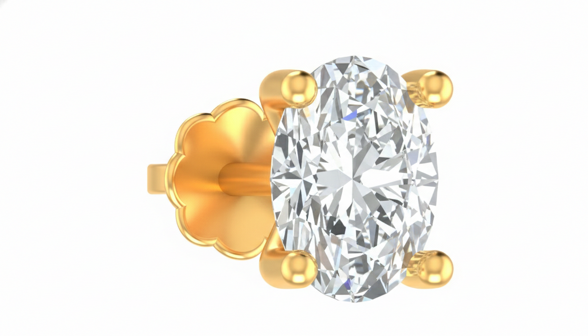 18K Gold & Diamond Stud Nose Pin KRA50105