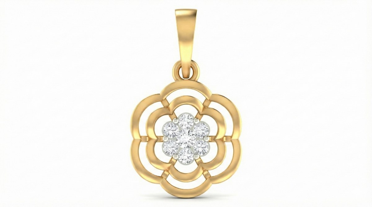 18K Gold & Diamond Floral Pendant Set KRA40086P