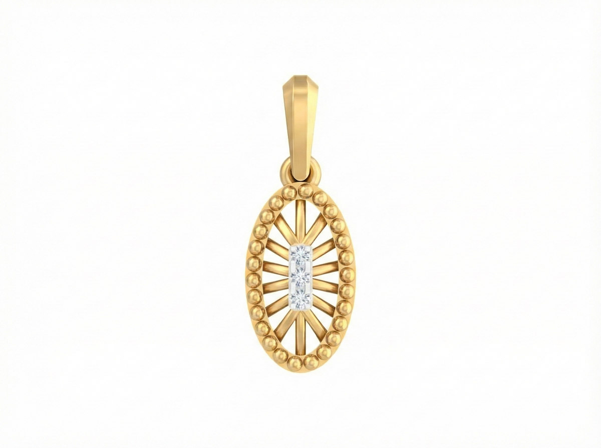 18K Gold & Diamond Dailywear Pendant Set KSK131