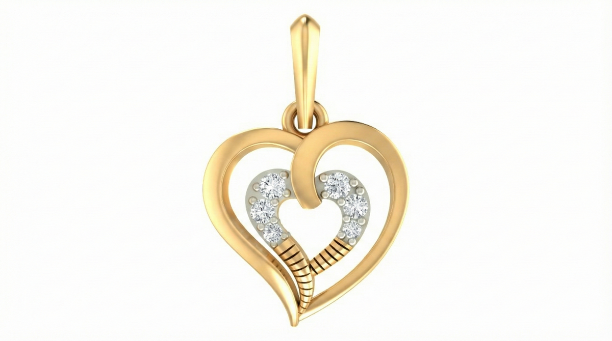18K Gold & Diamond Heart Pendant Set KRA40151P