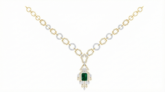 14K Gold & Diamond Gemstone Necklace Set KRI44016NG