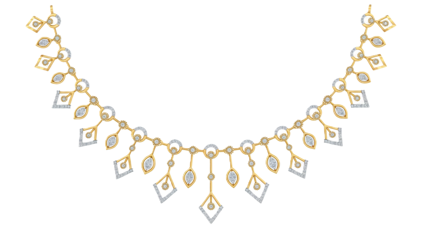 Gold & Diamond Choker Necklace Set KRC60153