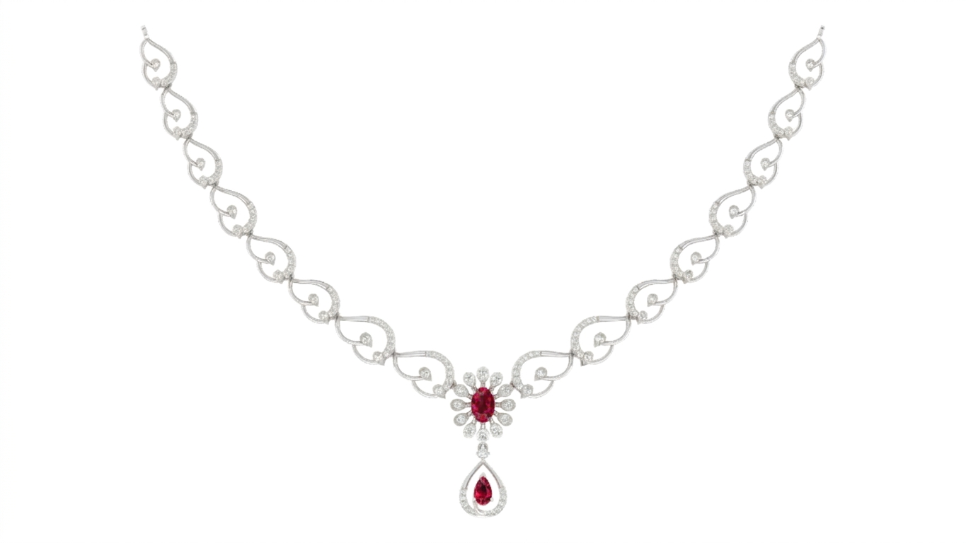 Gold & Diamond Gemstone Necklace Set KRC60079