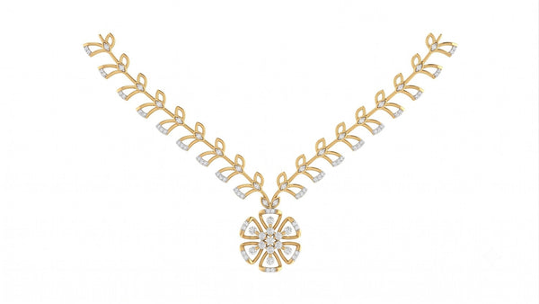Gold & Diamond Floral Necklace Set KRC60052N