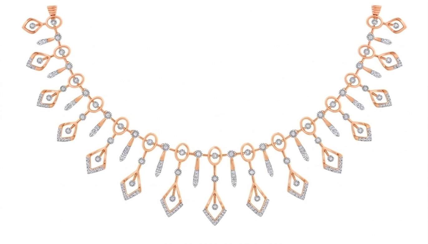 Gold & Diamond Choker Necklace Set KRC60158