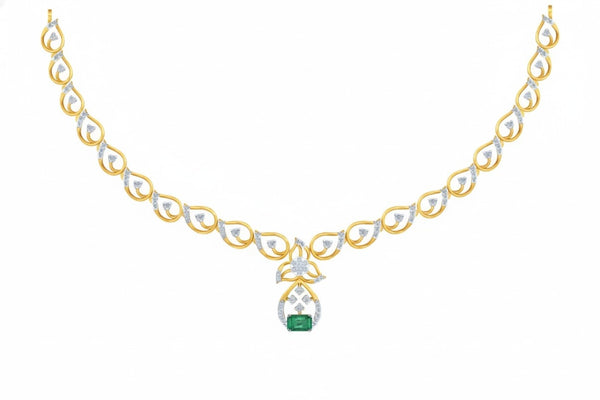 Gold & Diamond Gemstone Necklace Set KRC60104