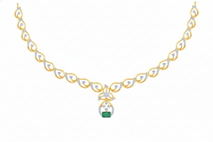 14K Gold & Diamond Gemstone Necklace Set KRB44084NG