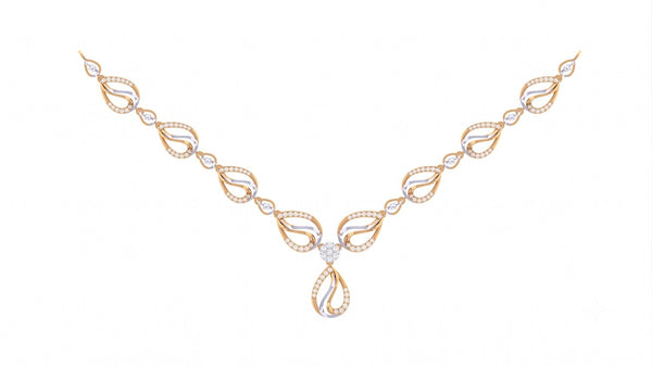 Gold & Diamond Teardrop Necklace Set KRC60081N