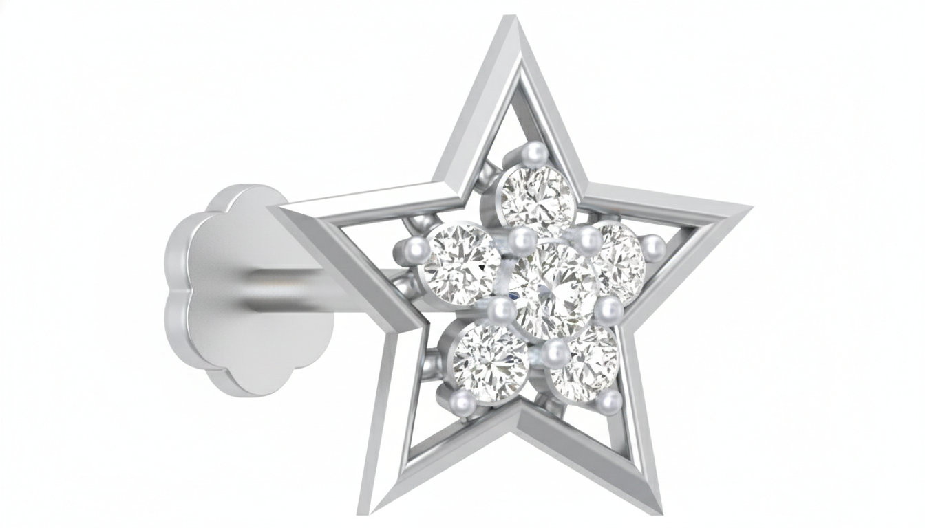 Gold & Diamond Stud Nose Pin KRA50083