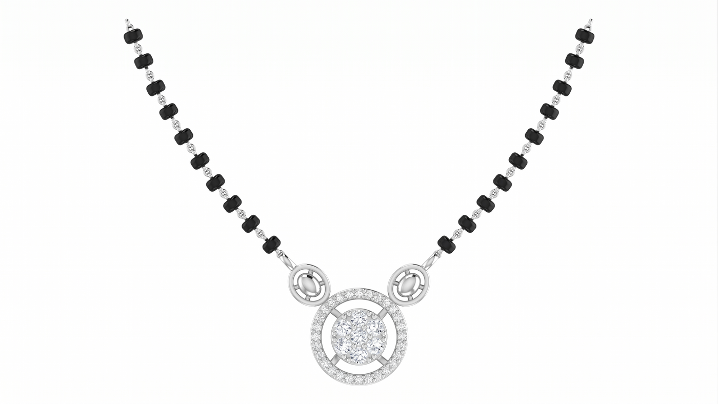 Gold & Diamond Round Shape Mangalsutra For Women KRC50115