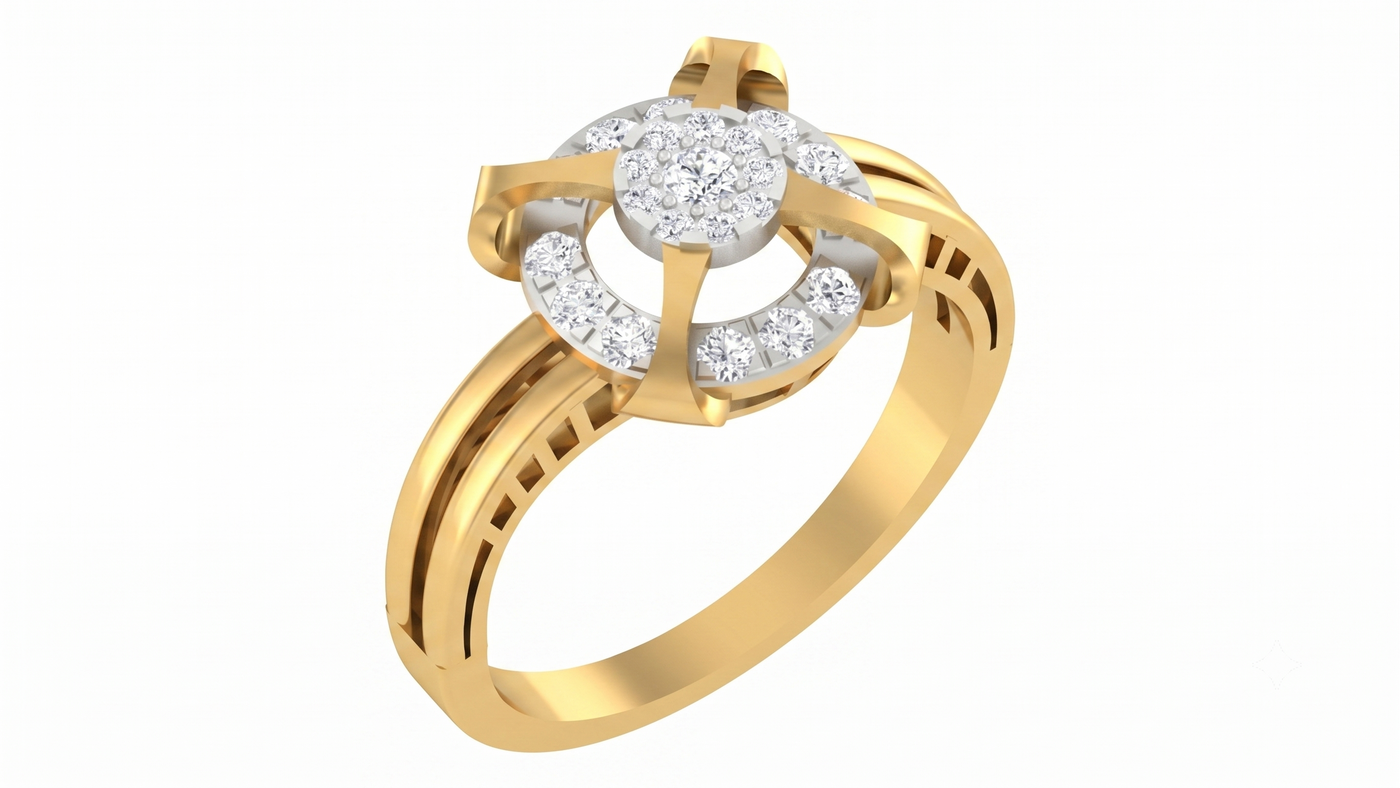 Gold & Diamond Engagement Ring For Women KRC10555