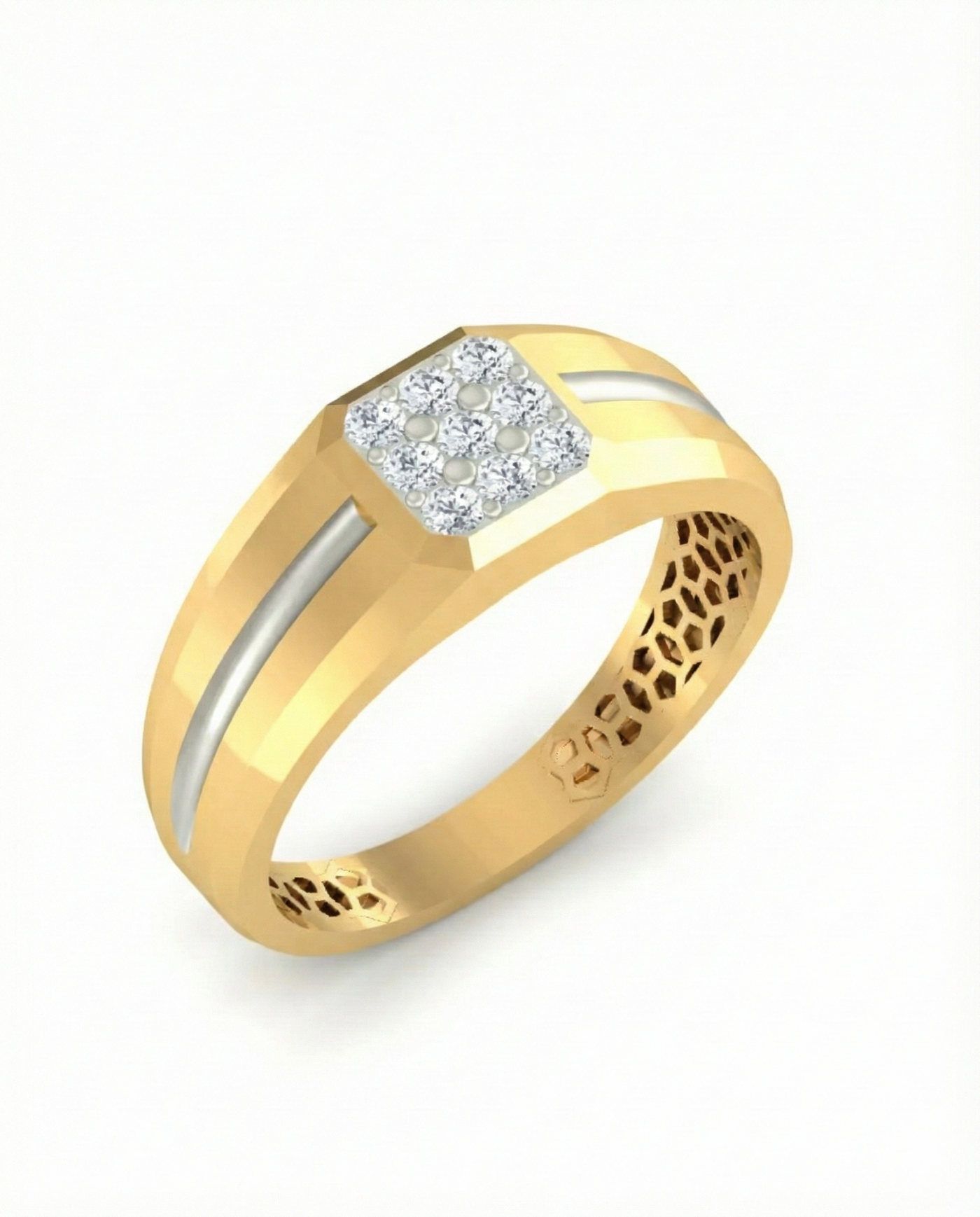 Gold & Diamond Band Ring For Men KRC20187