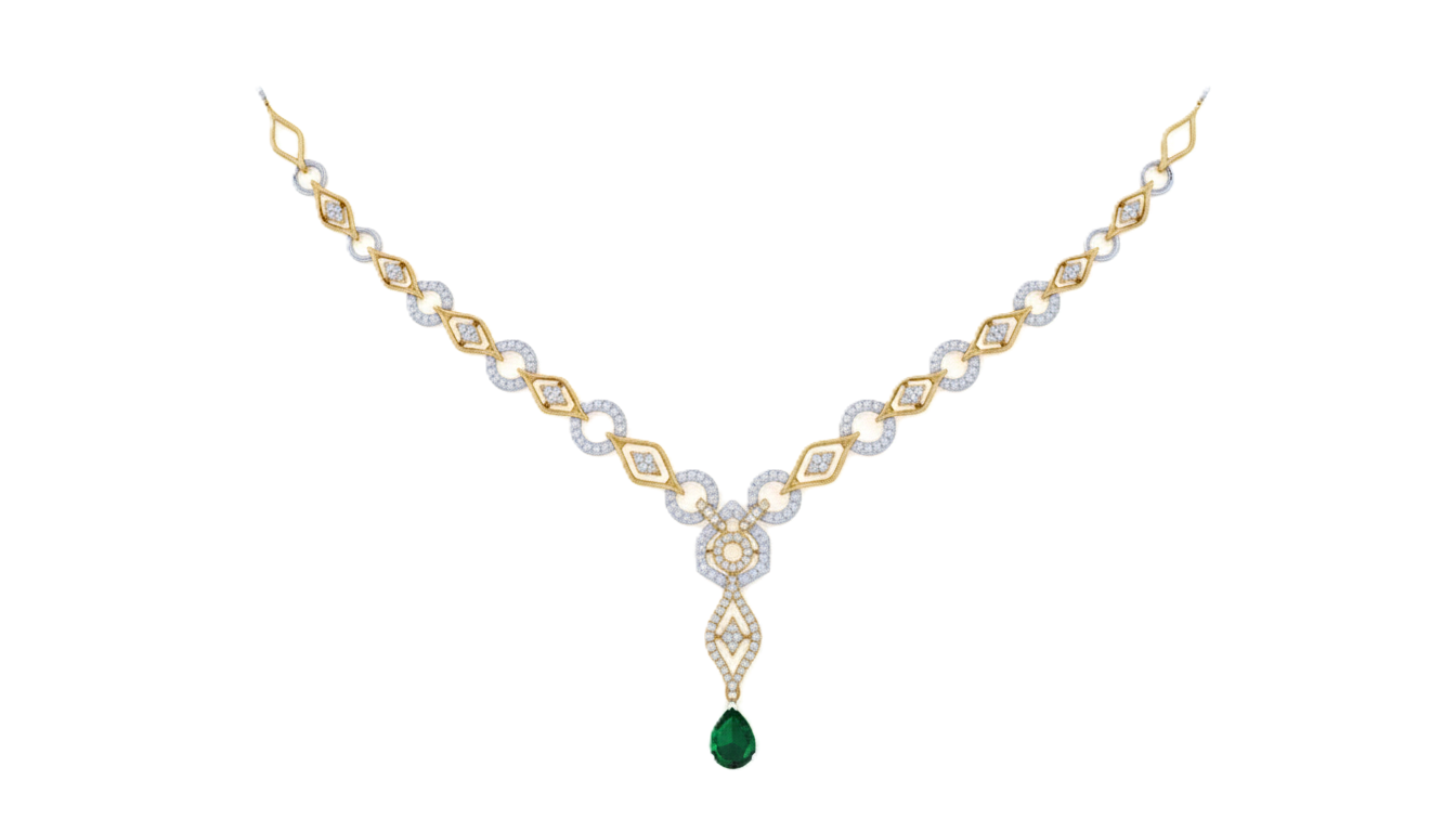 Gold & Diamond Gemstone Necklace Set KRC10106