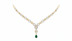 14K Gold & Diamond Gemstone Necklace Set KRI44019NG