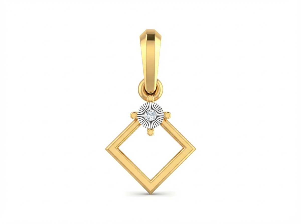 18K Gold & Diamond Solitaire Pendant KSK087
