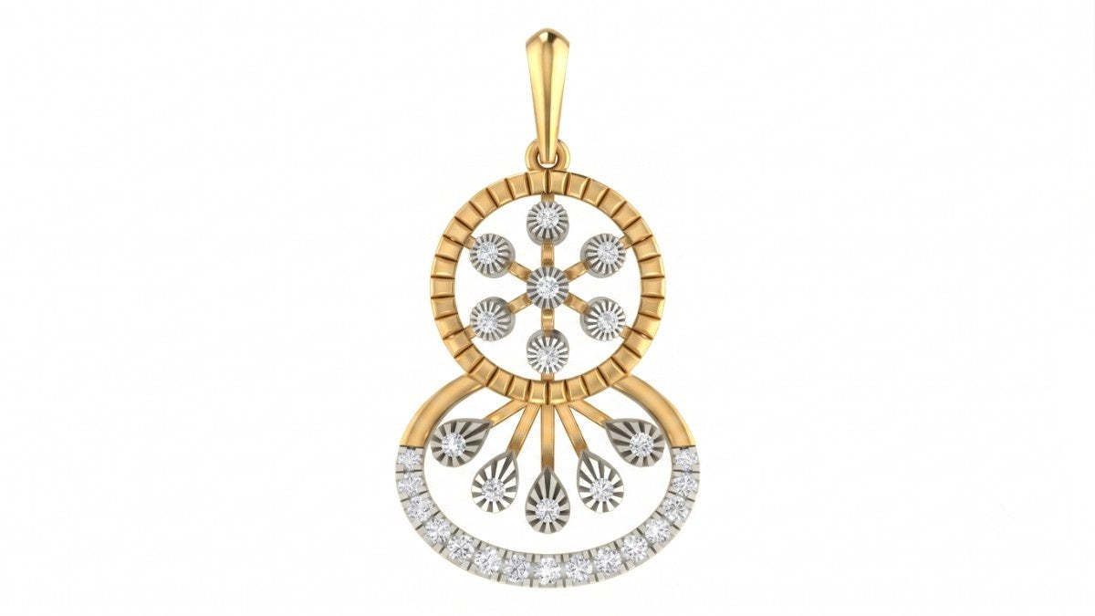 Yellow gold and diamond premium pendant on white background