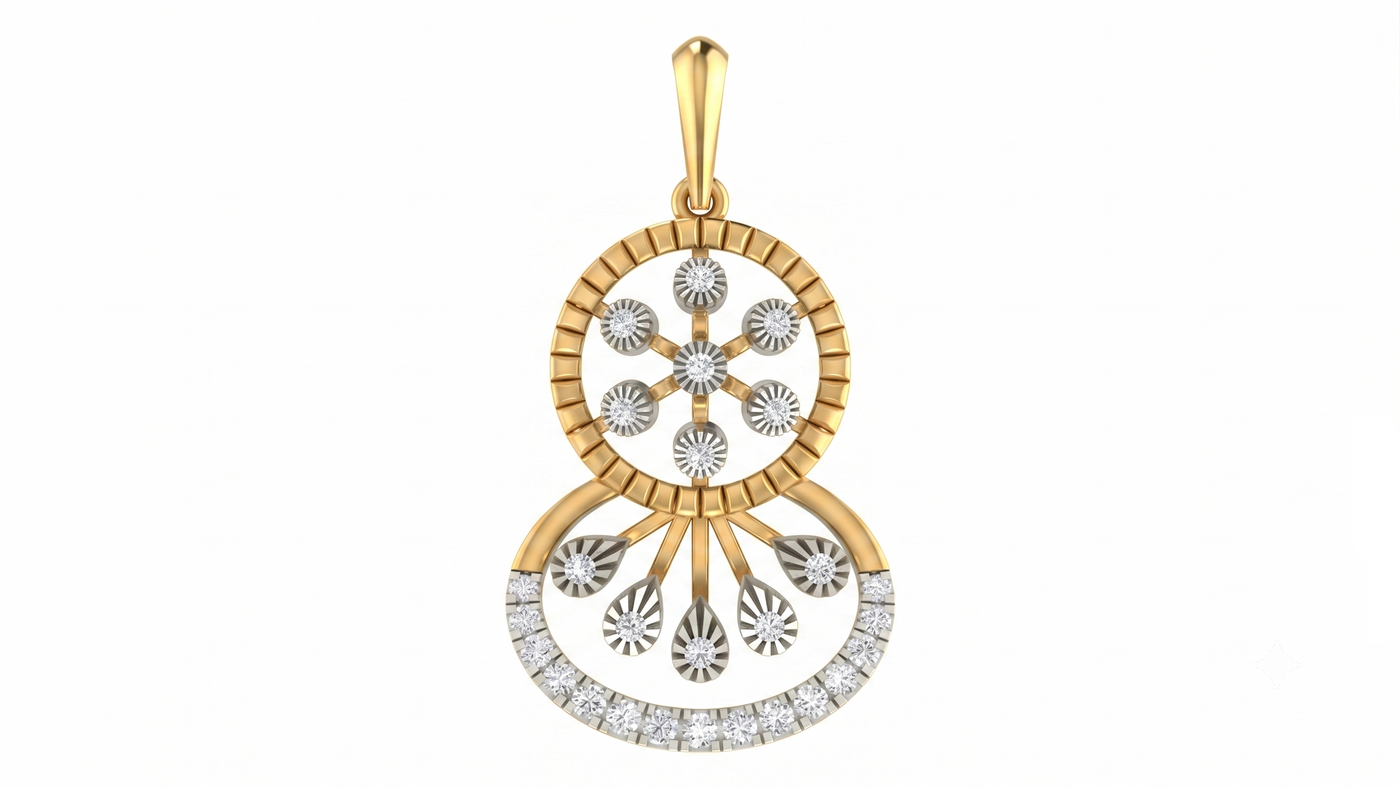 Premium Gold & Diamond Pendant Set KRC40737