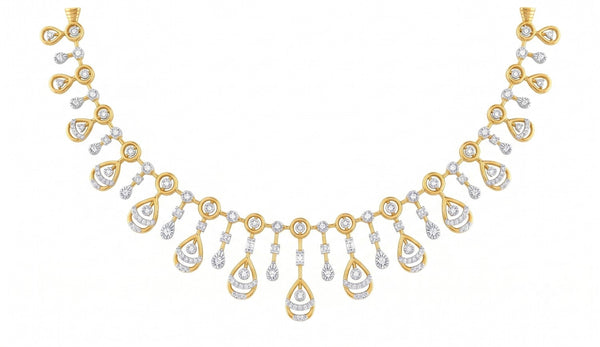 14K गोल्ड और डायमंड चोकर नेकलेस सेट KRB44086N
