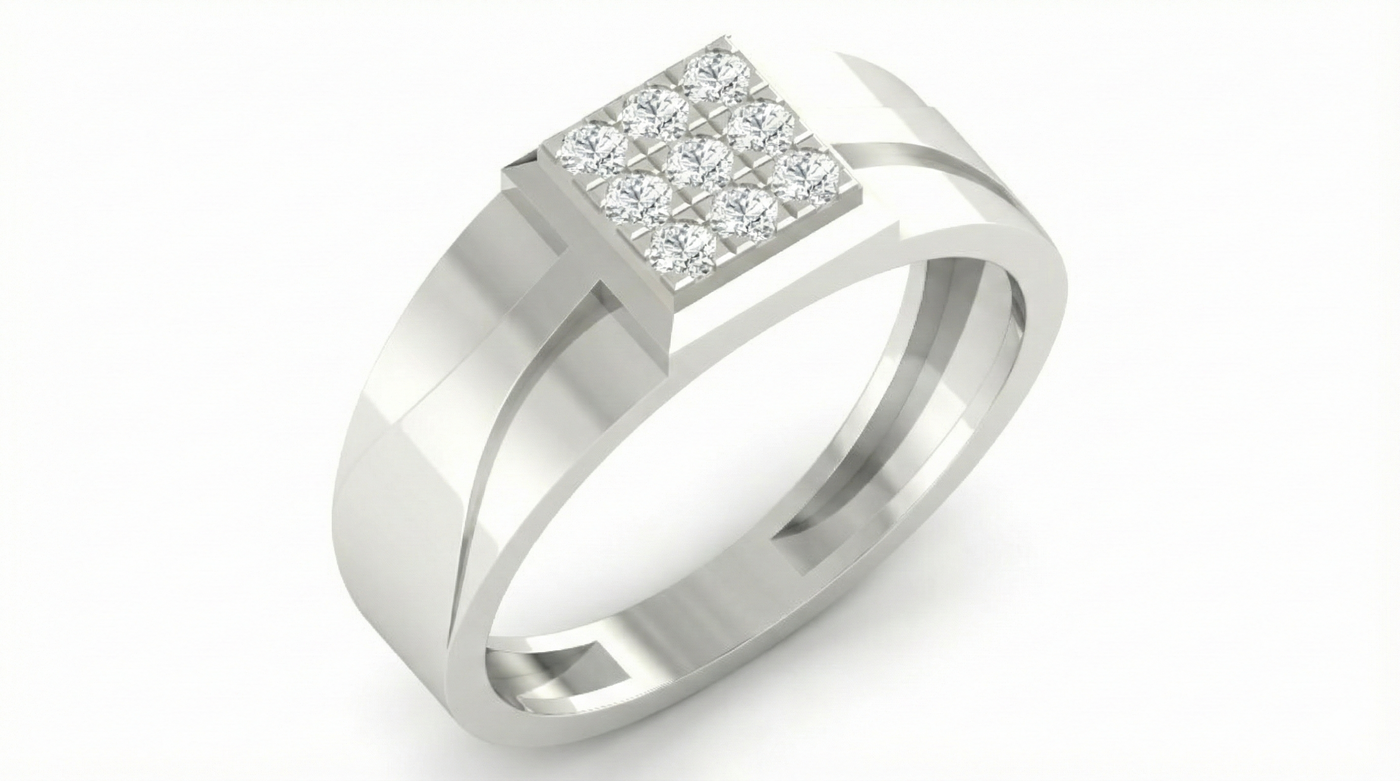 Gold & Diamond Band Ring For Men KRB20097