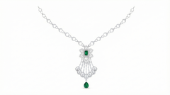 14K Gold & Diamond Gemstone Necklace Set KRI44023NR