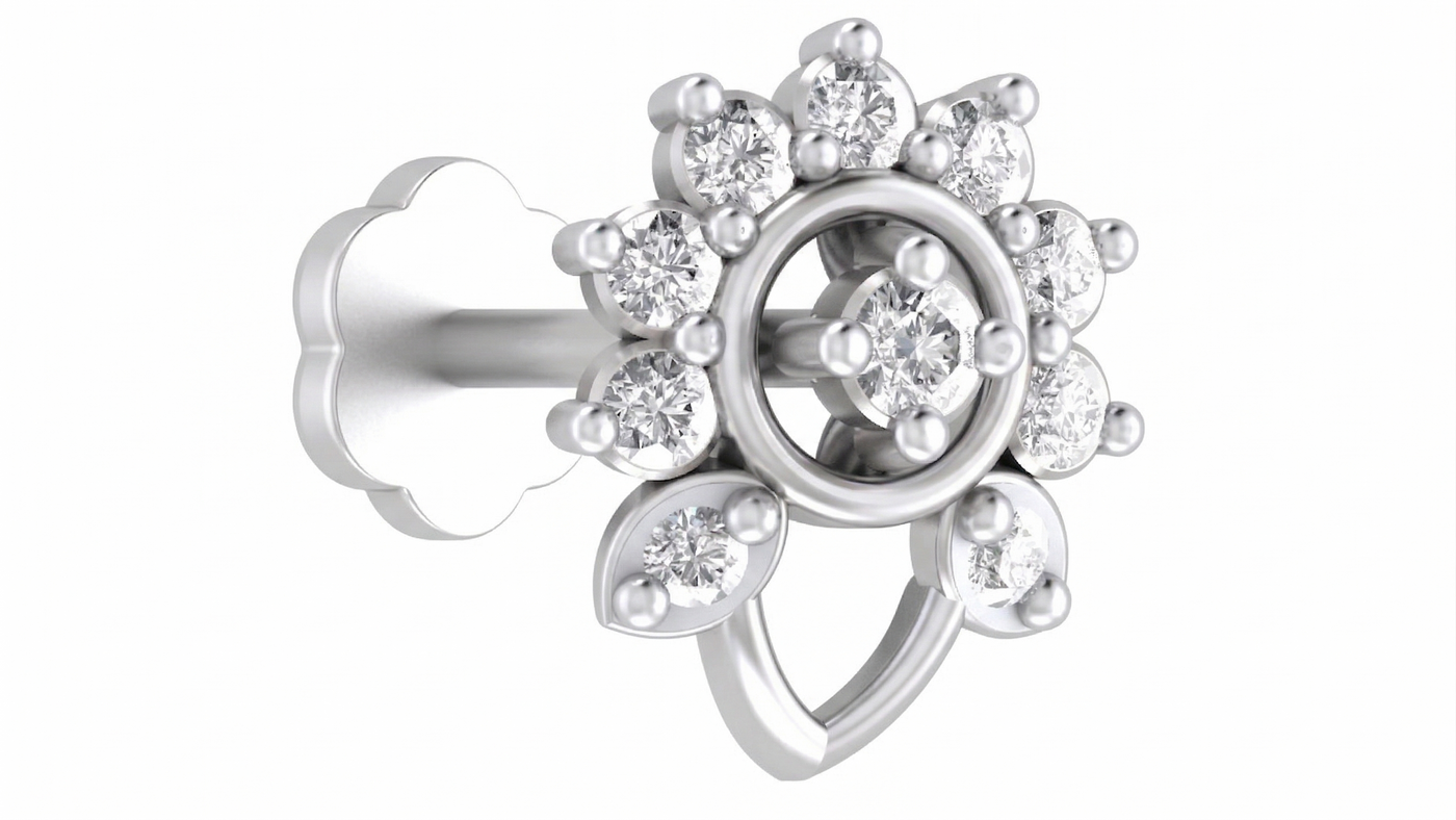 Gold & Diamond Stud Nose Pin KRC80109