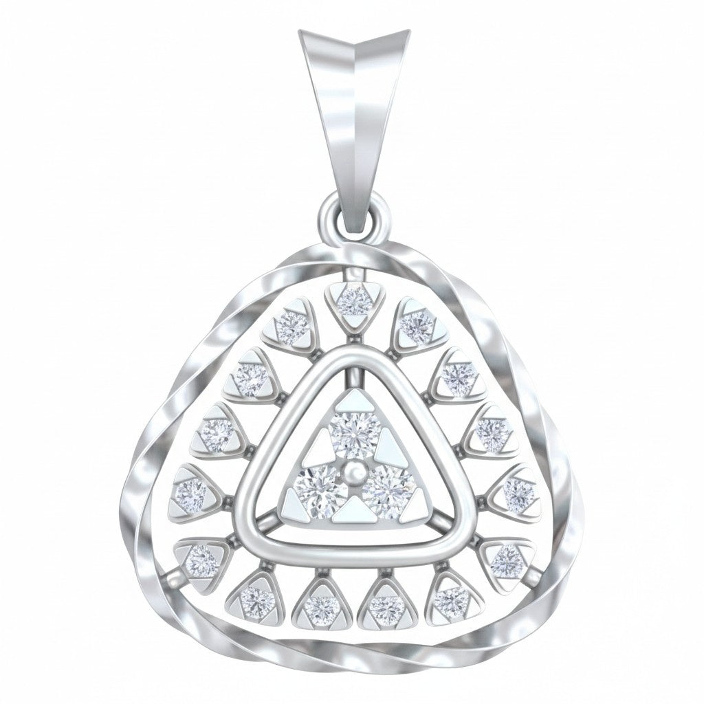 White gold and diamond pendant on white background