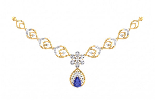 Gold & Diamond Women Gemstone Necklace Set KRC60036N