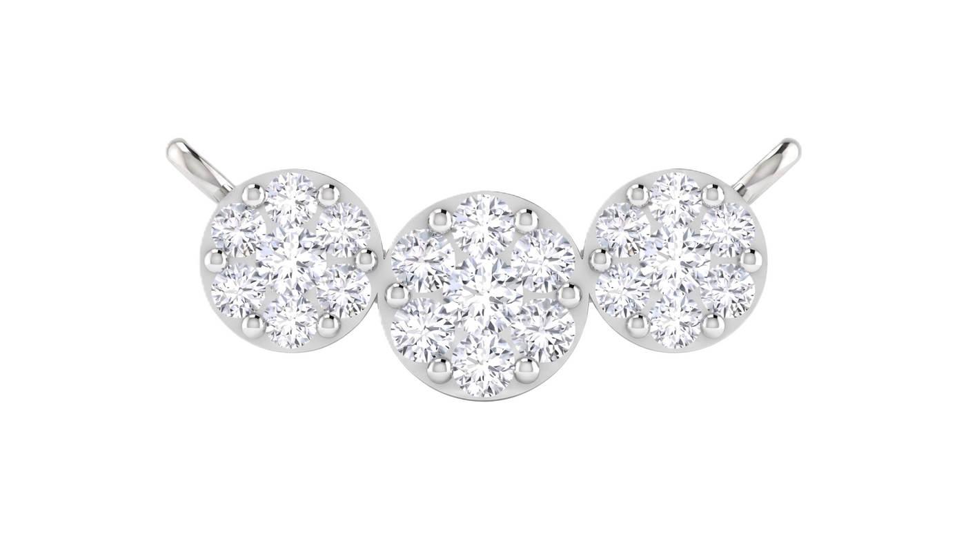 Three diamond white gold mangalsutra on a white background