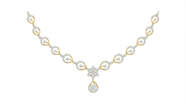14K गोल्ड और डायमंड लाइटवेट नेकलेस सेट KRH44039N-A