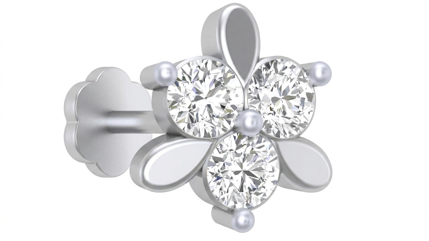 Gold & Diamond Stud Nose Pin KRC80178