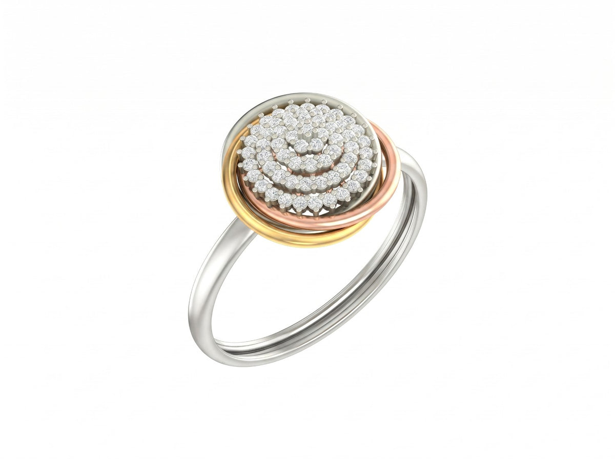 White gold and diamond with floral design on a white background.
