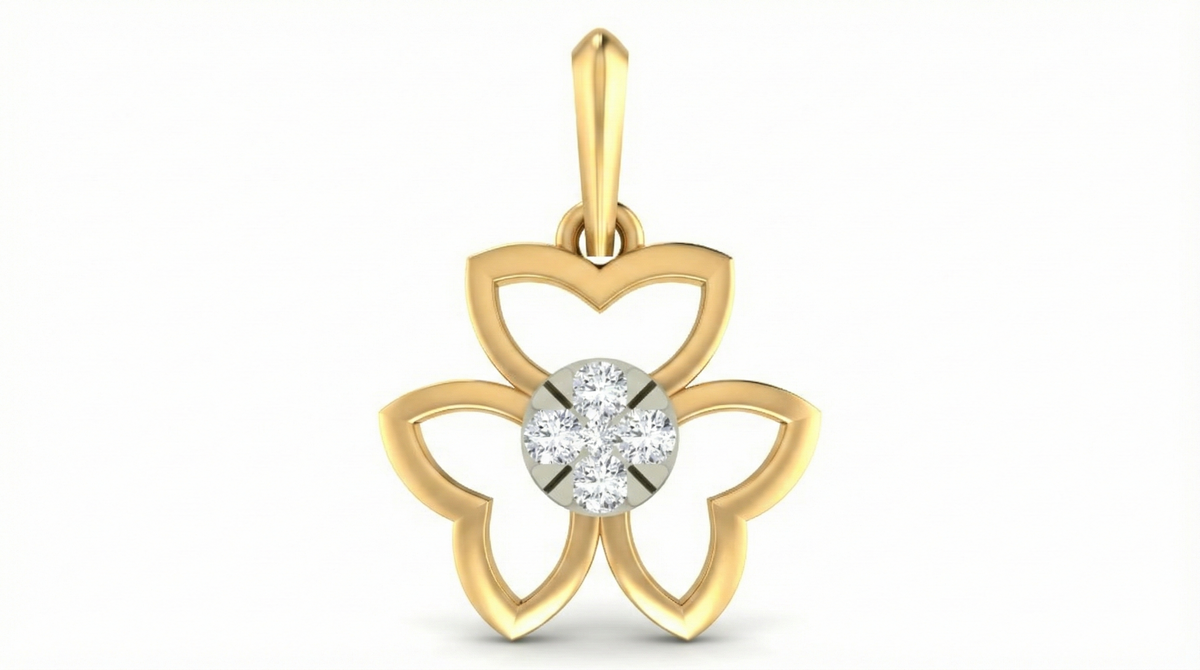 18K Gold & Diamond Floral Pendant Set KRA40137P