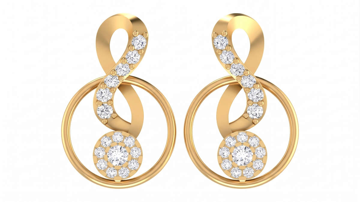 Yellow Gold Diamond Earring | under 40k 